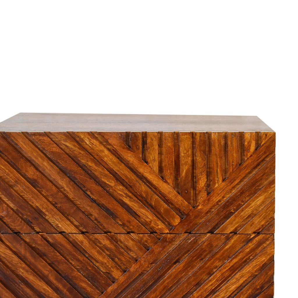 2 Carved Drawer Side Table Nightstand