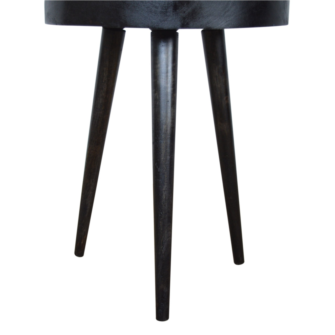 Carbon Black End Table with Rattan Top