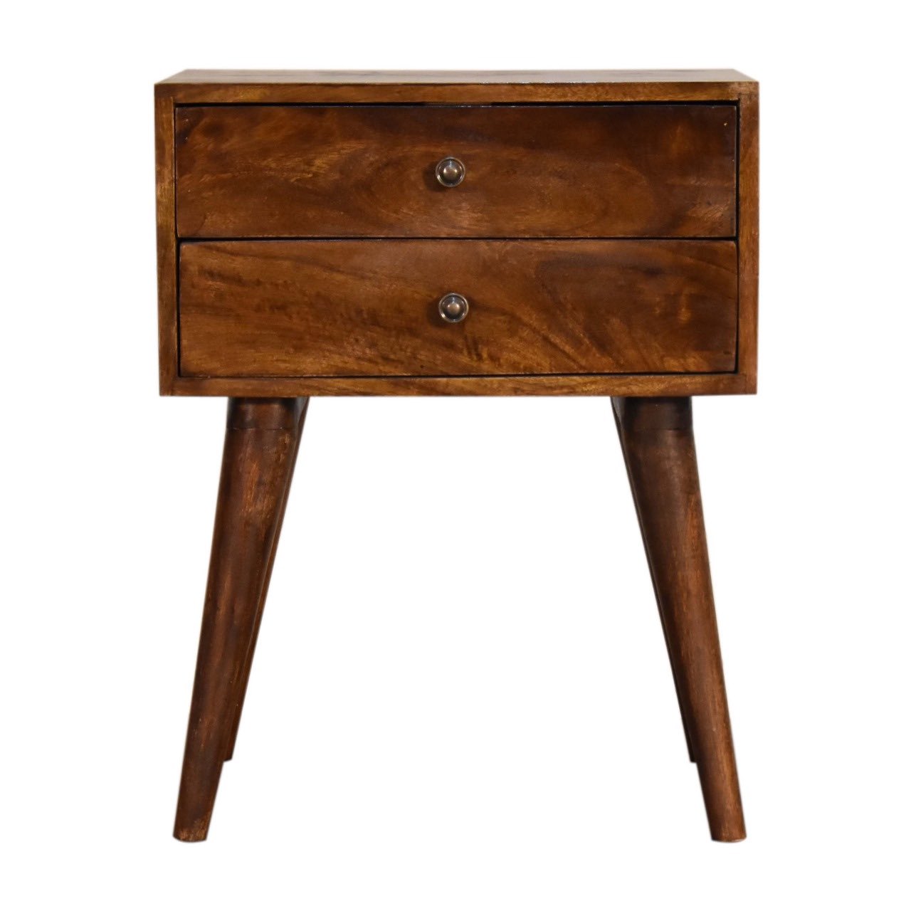 Mid-Century Nightstand - Solid Wood | Chestnut finish