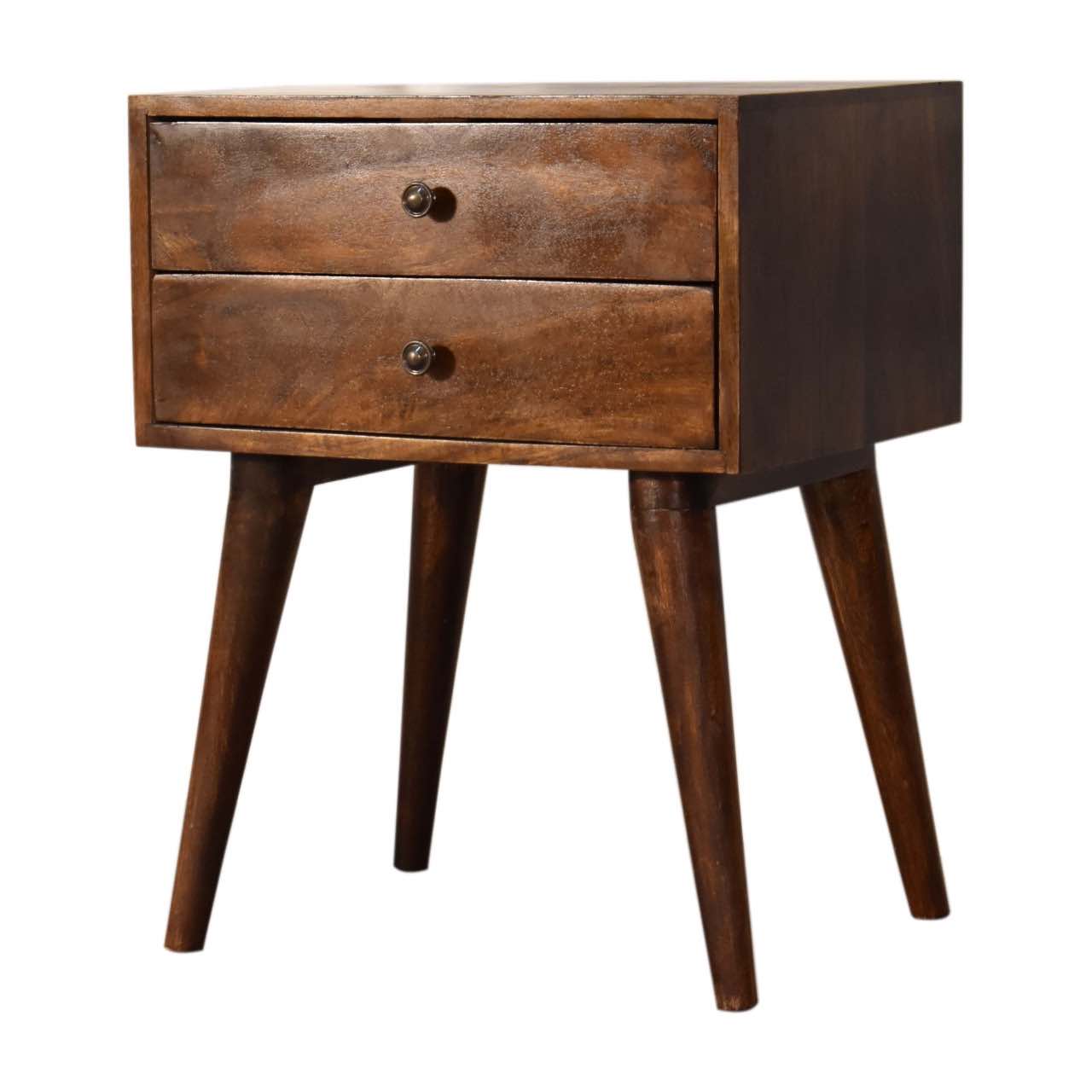 Mid-Century Nightstand - Solid Wood | Chestnut finish