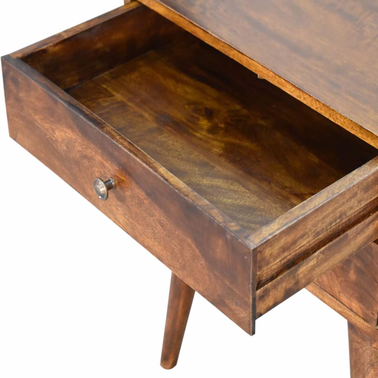 Mid-Century Nightstand - Solid Wood | Chestnut finish