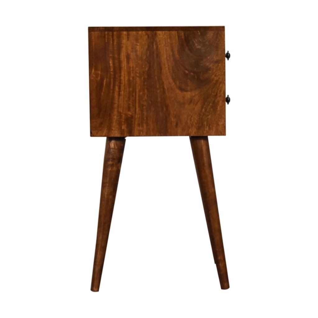 Mini Side Table Nightstand Chestnut Finish