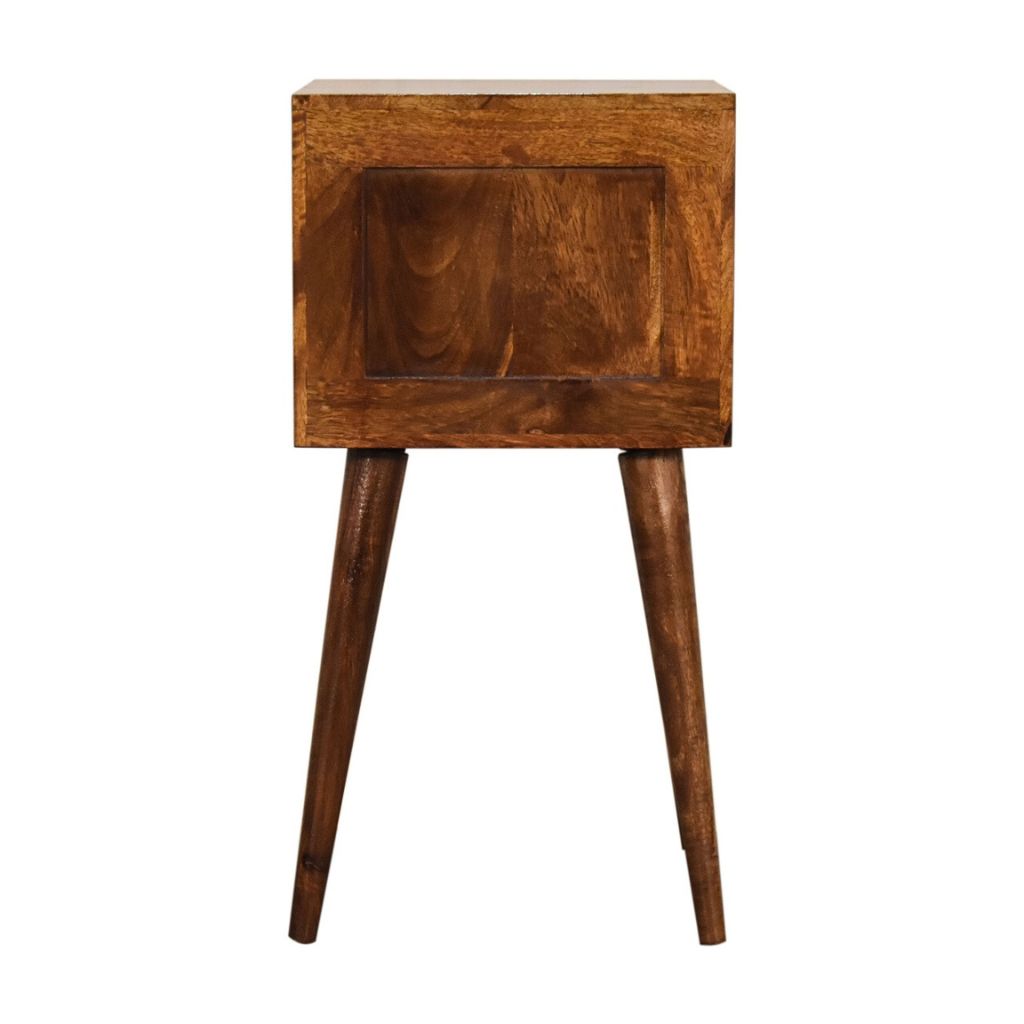 Side Table Nightstand Chestnut Finish