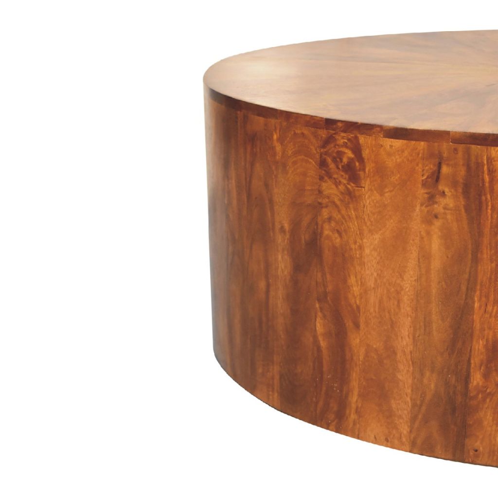 Round Coffee Table Chestnut Finish