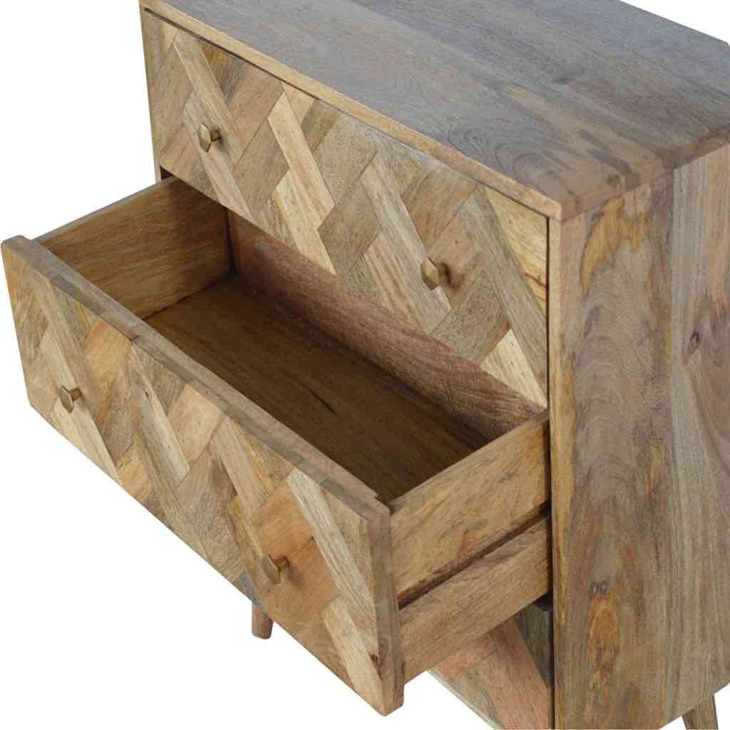 Herringbone 3 Drawer Dresser | Oak Finish