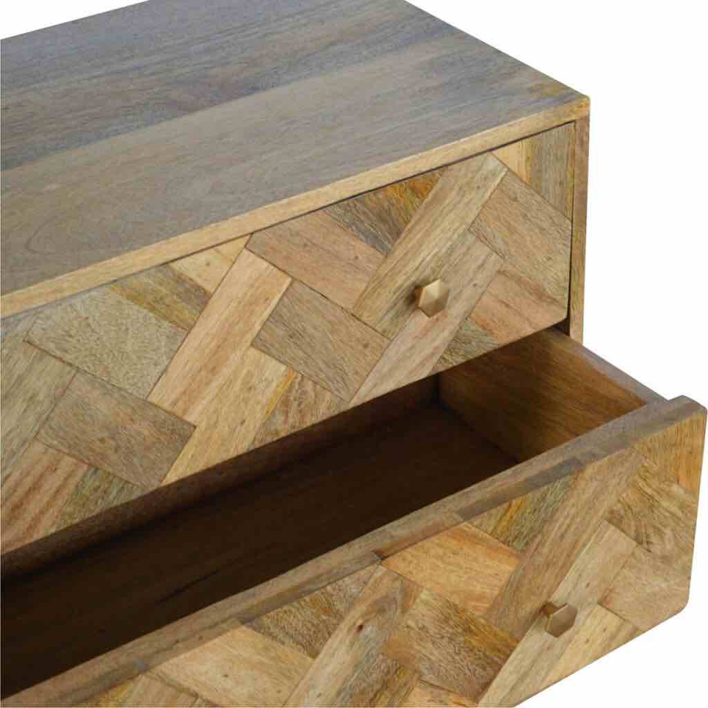 Herringbone 3 Drawer Dresser | Oak Finish