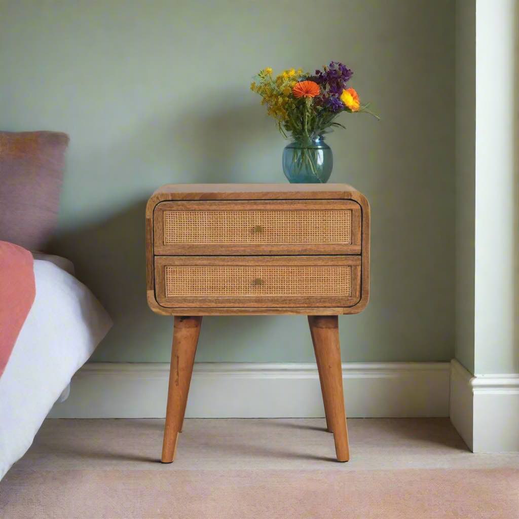 2 Drawer Rattan Nightstand | Larissa, Oak