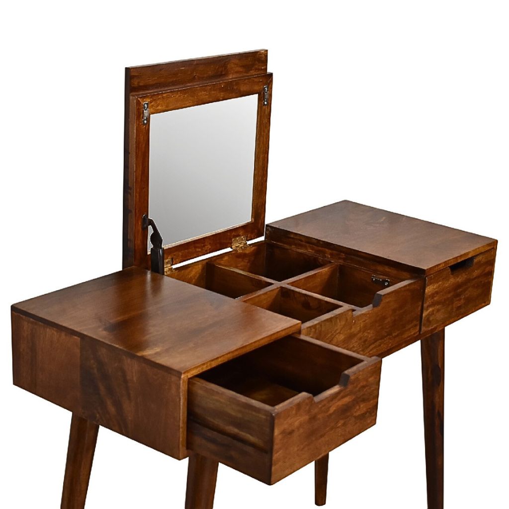 Dressing Table Vanity with Foldable Mirror