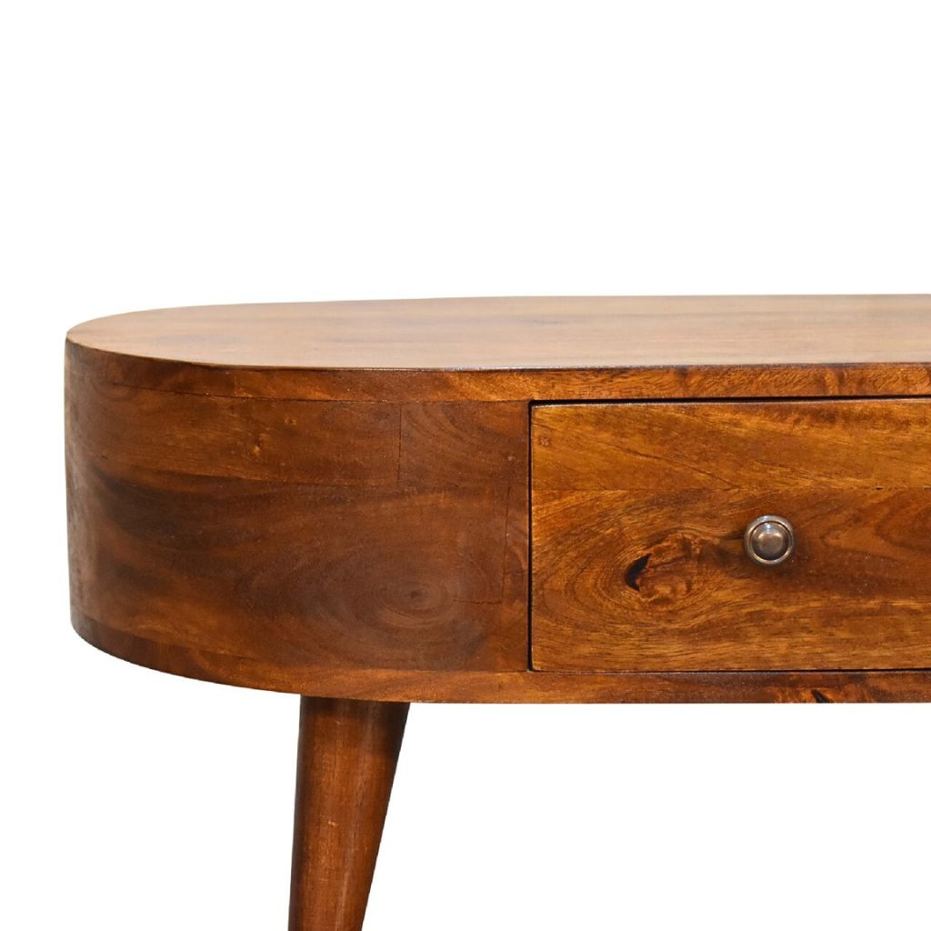 Rounded Coffee Table with 2 Drawers