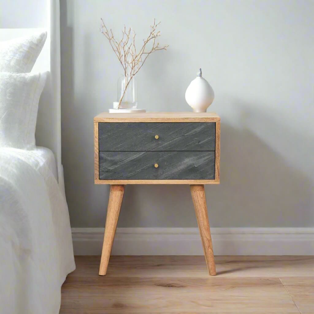 Slate Grey Nightstand | Oak Finish