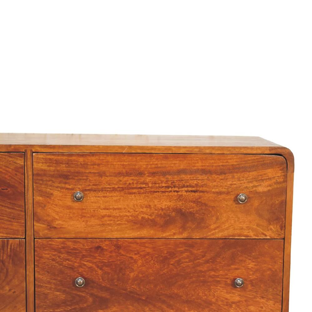 Large Curved 3x3 Chestnut Chest of Drawers