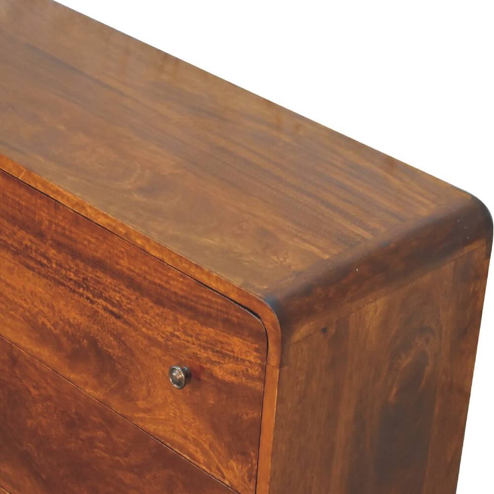 Large Curved 3x3 Chestnut Chest of Drawers