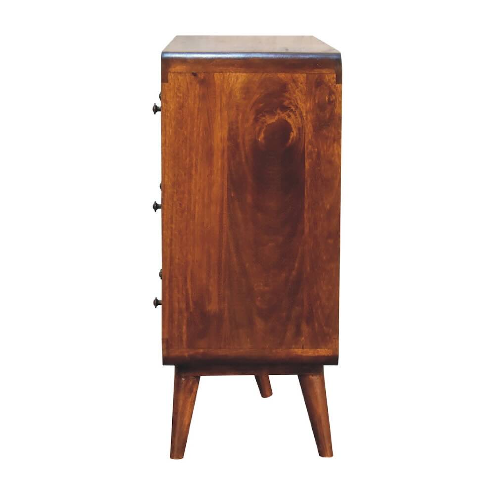 Large Curved 3x3 Chestnut Chest of Drawers