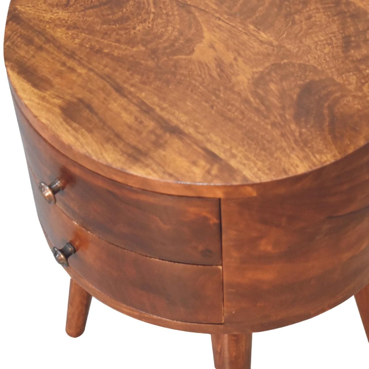 Round Nightstand | Odyssey - Chestnut Finish