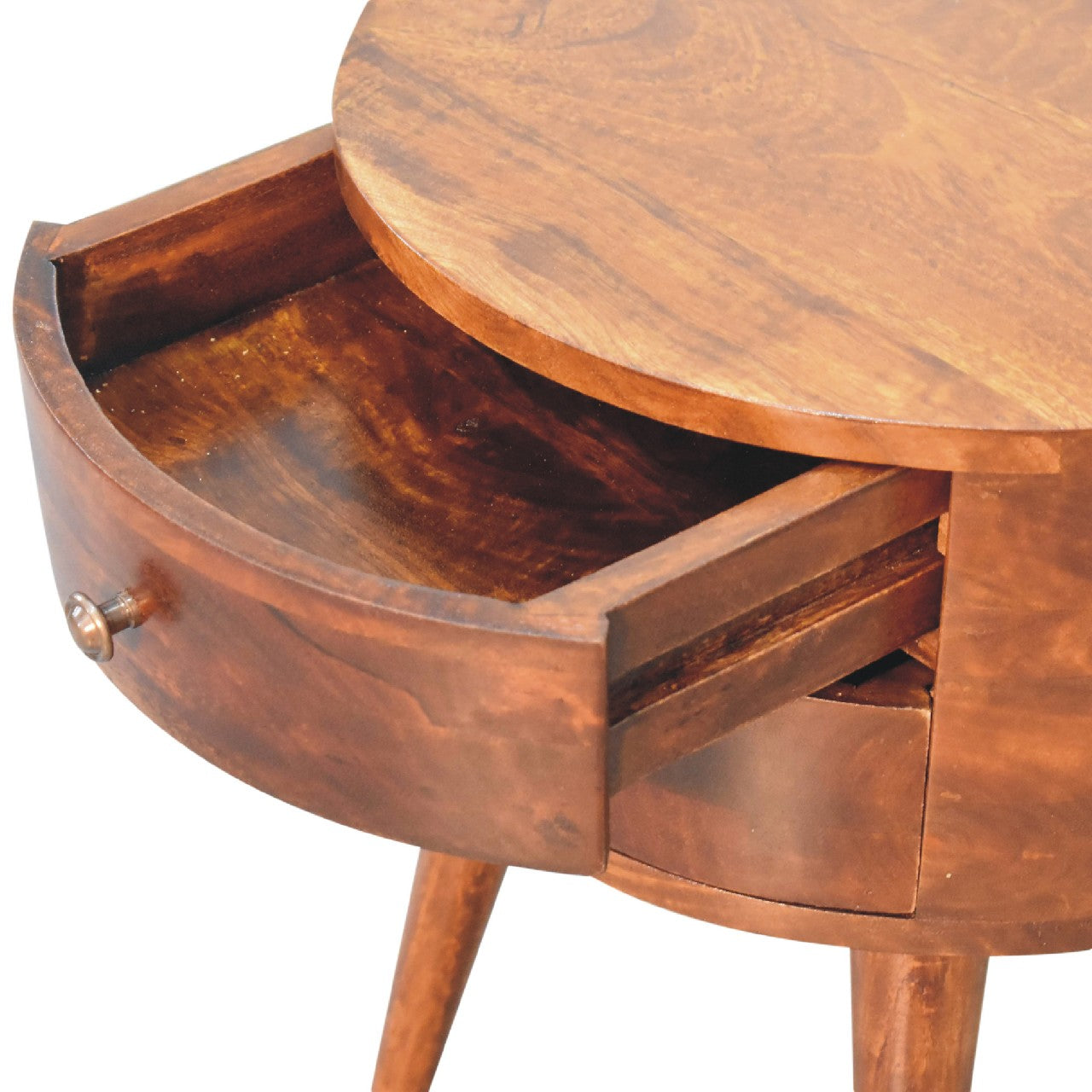 Round Nightstand | Odyssey - Chestnut Finish