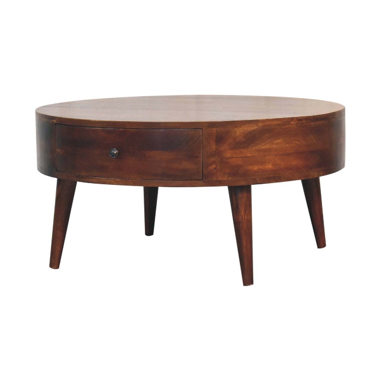 Round Coffee Table with Storage | Odyssey - Chestnut