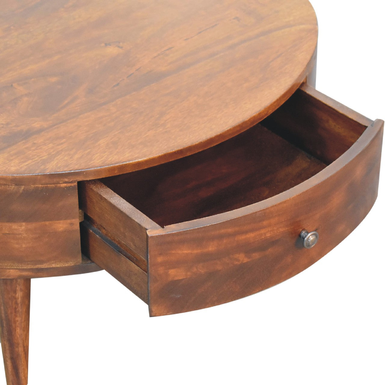 Round Coffee Table with Storage | Odyssey - Chestnut