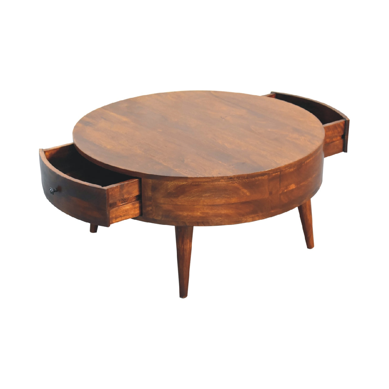 Round Coffee Table with Storage | Odyssey - Chestnut