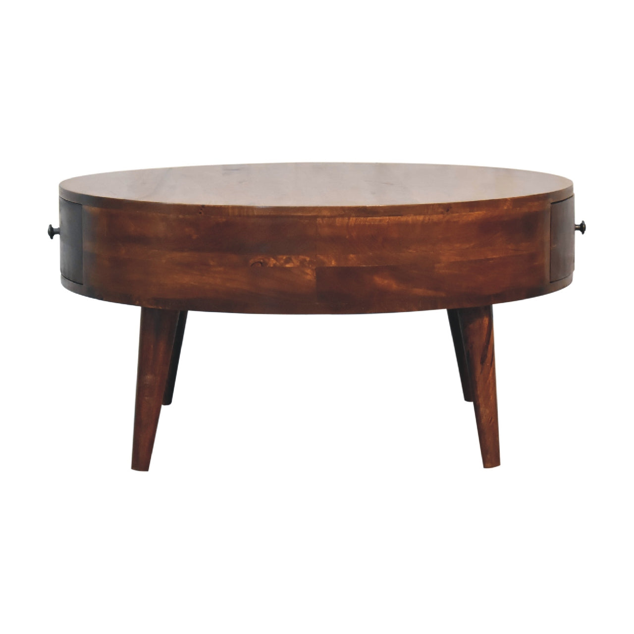 Round Coffee Table with Storage | Odyssey - Chestnut