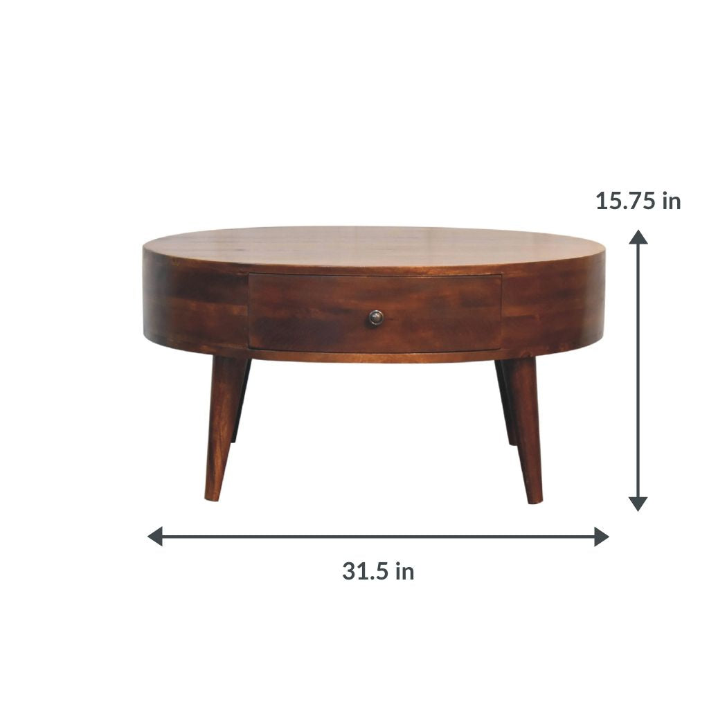 Round Coffee Table with Storage | Odyssey - Chestnut