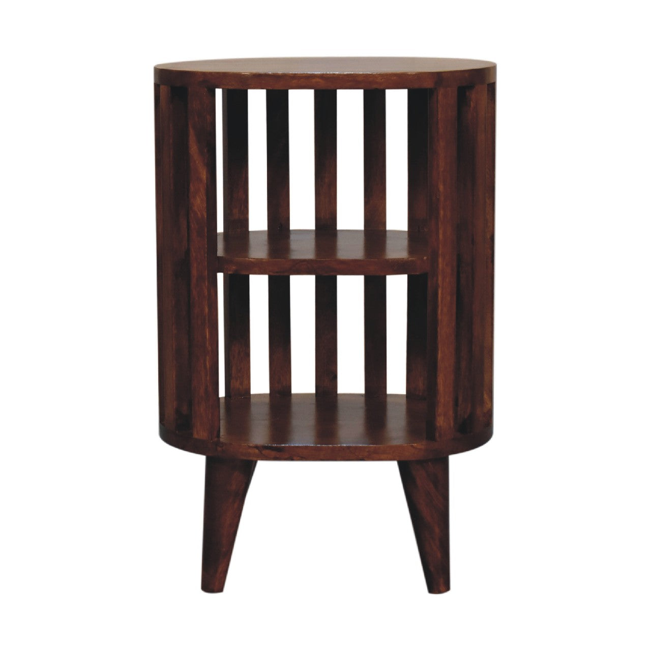 Open Slat Double Shelf Nightstand | Ariella - Chestnut