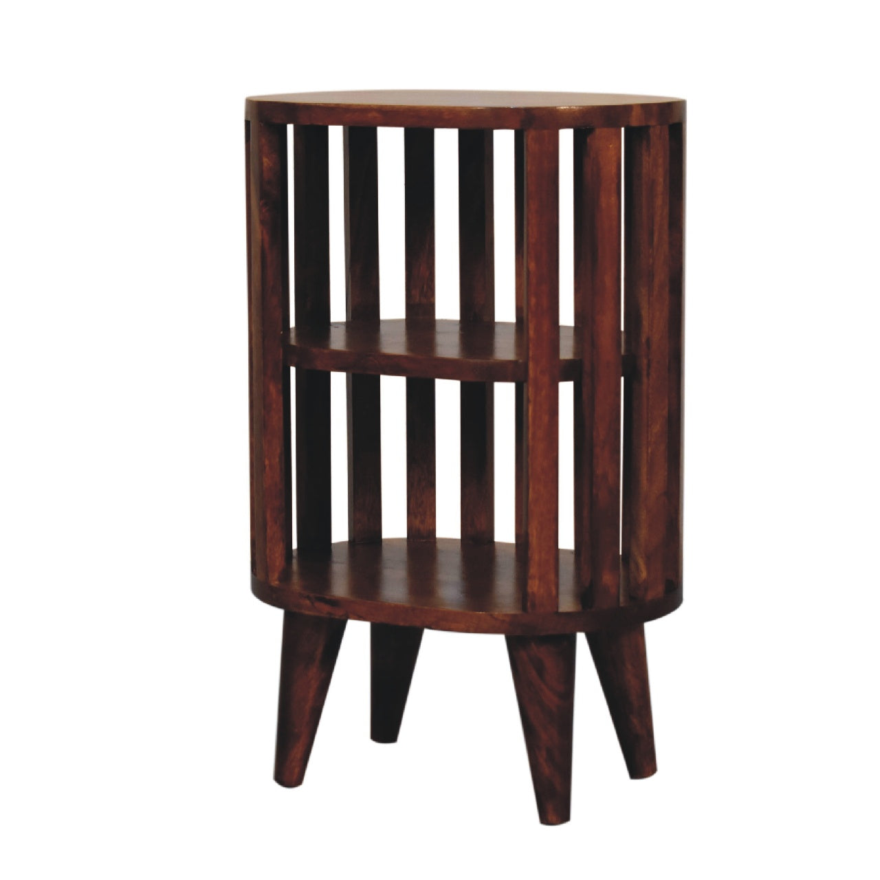 Open Slat Double Shelf Nightstand | Ariella - Chestnut