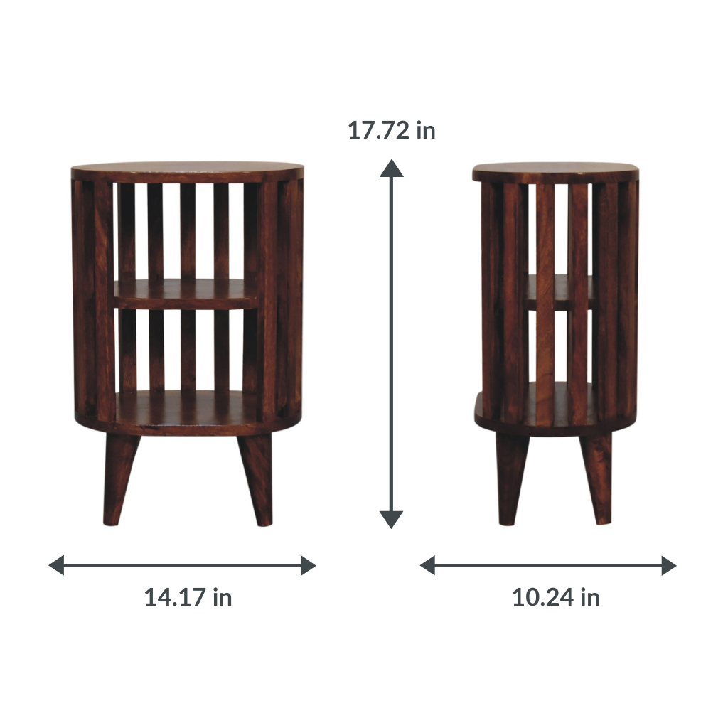 Open Slat Double Shelf Nightstand | Ariella - Chestnut