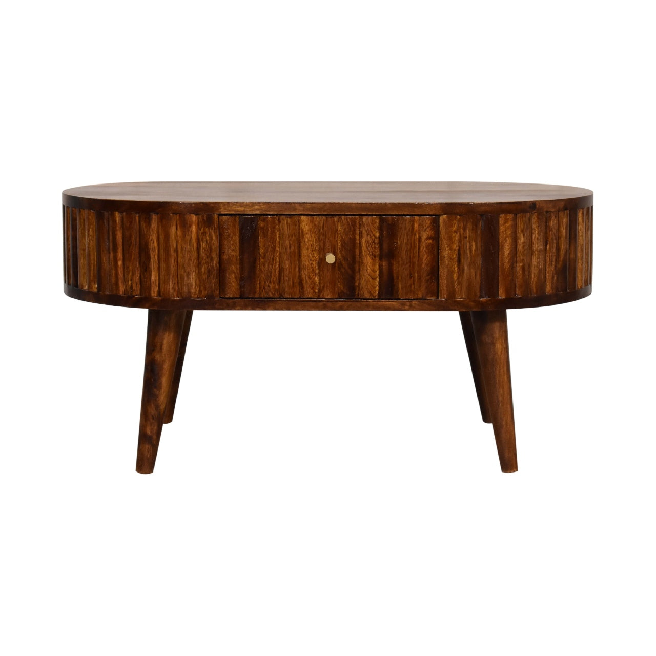 Oval Coffee Table with Storage | Chestnut