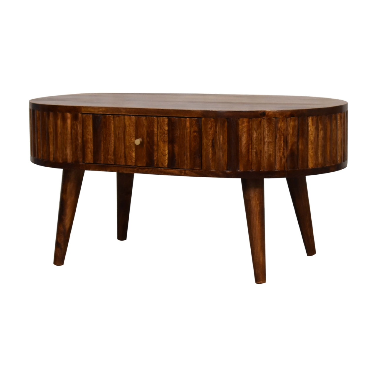 Oval Coffee Table with Storage | Chestnut