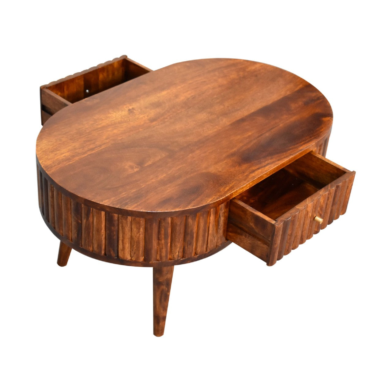 Oval Coffee Table with Storage | Chestnut