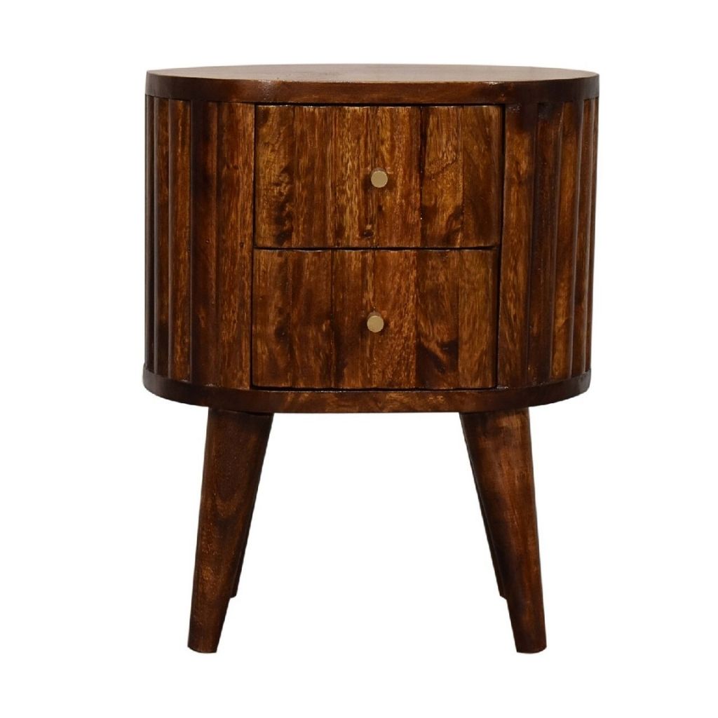 Solid Wood Nightstand with 2 Drawers