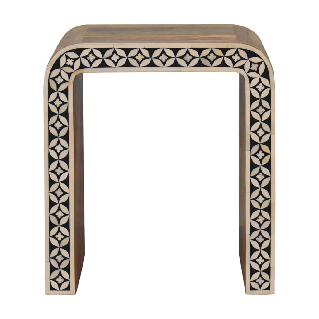 Black and White End Table | Edessa - Bone Inlay