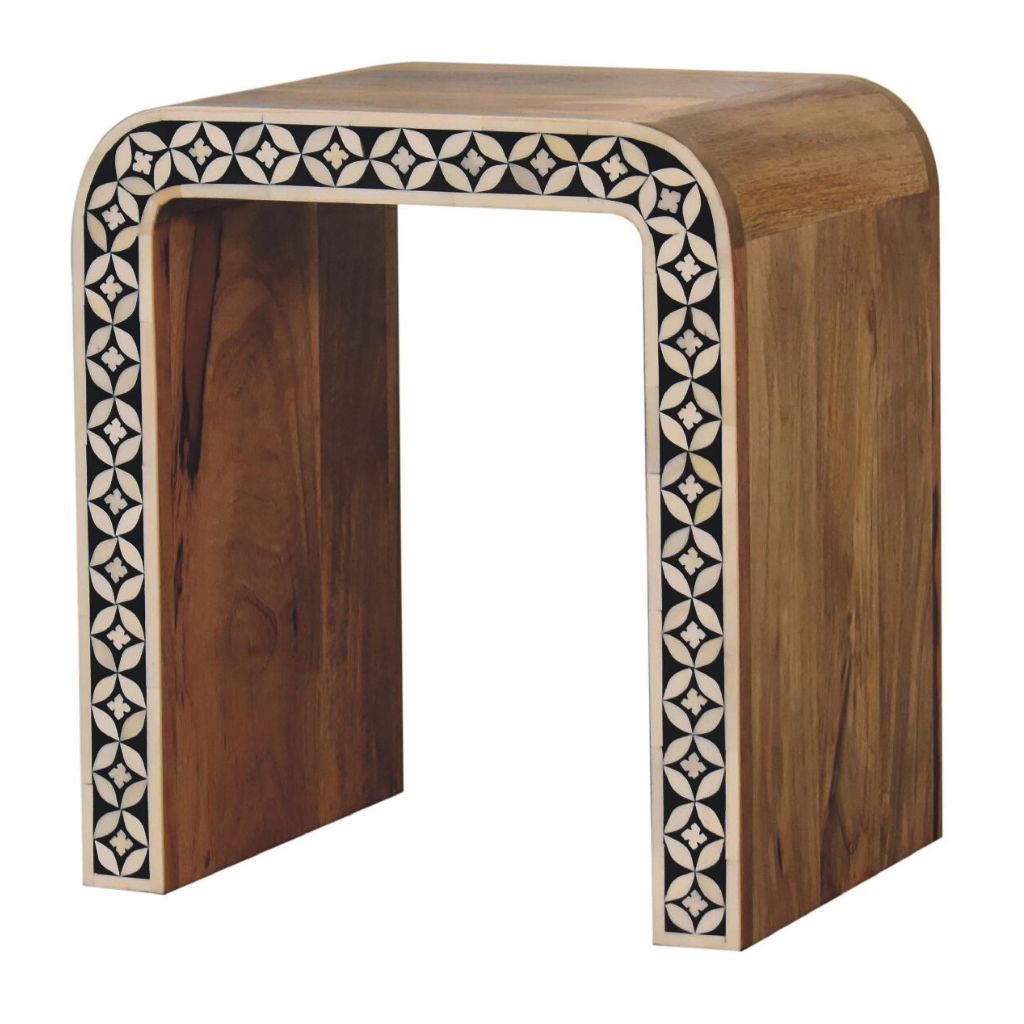 Black and White End Table | Edessa - Bone Inlay