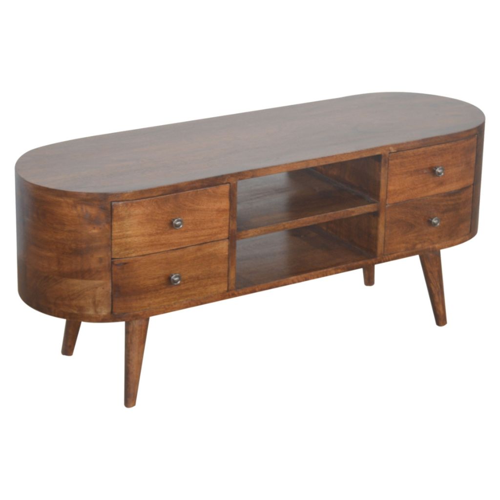 Retro Rounded TV Stand | Chestnut - up to 46"