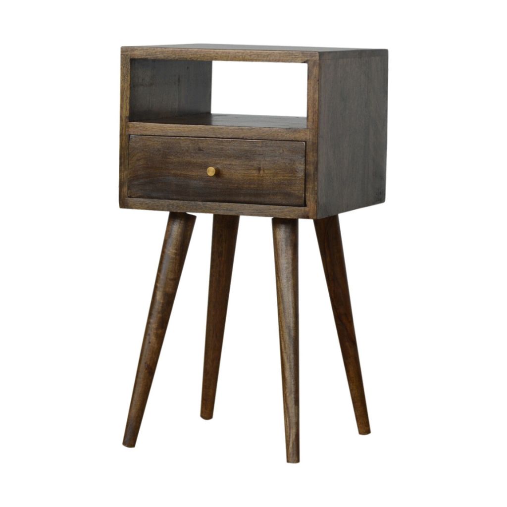 Small Nightstand with Drawer | Grey Washed Mango Wood