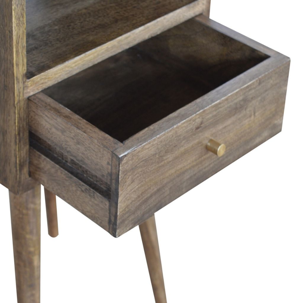 Small Nightstand with Drawer | Grey Washed Mango Wood