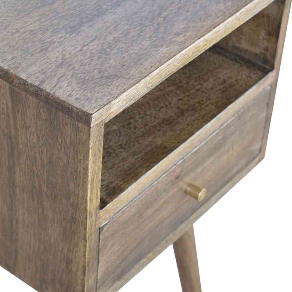 Small Nightstand with Drawer | Grey Washed Mango Wood